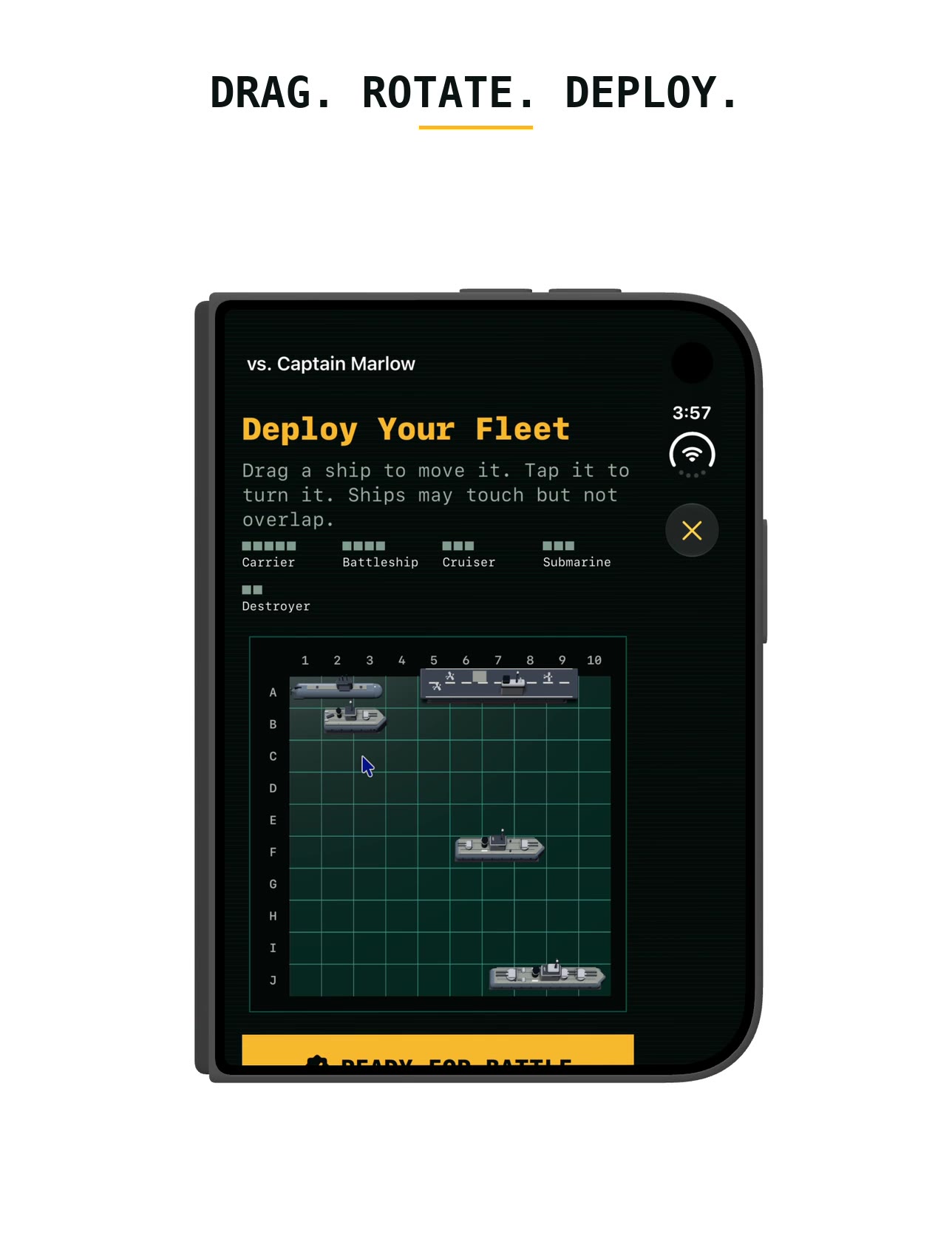 Fleet setup screen